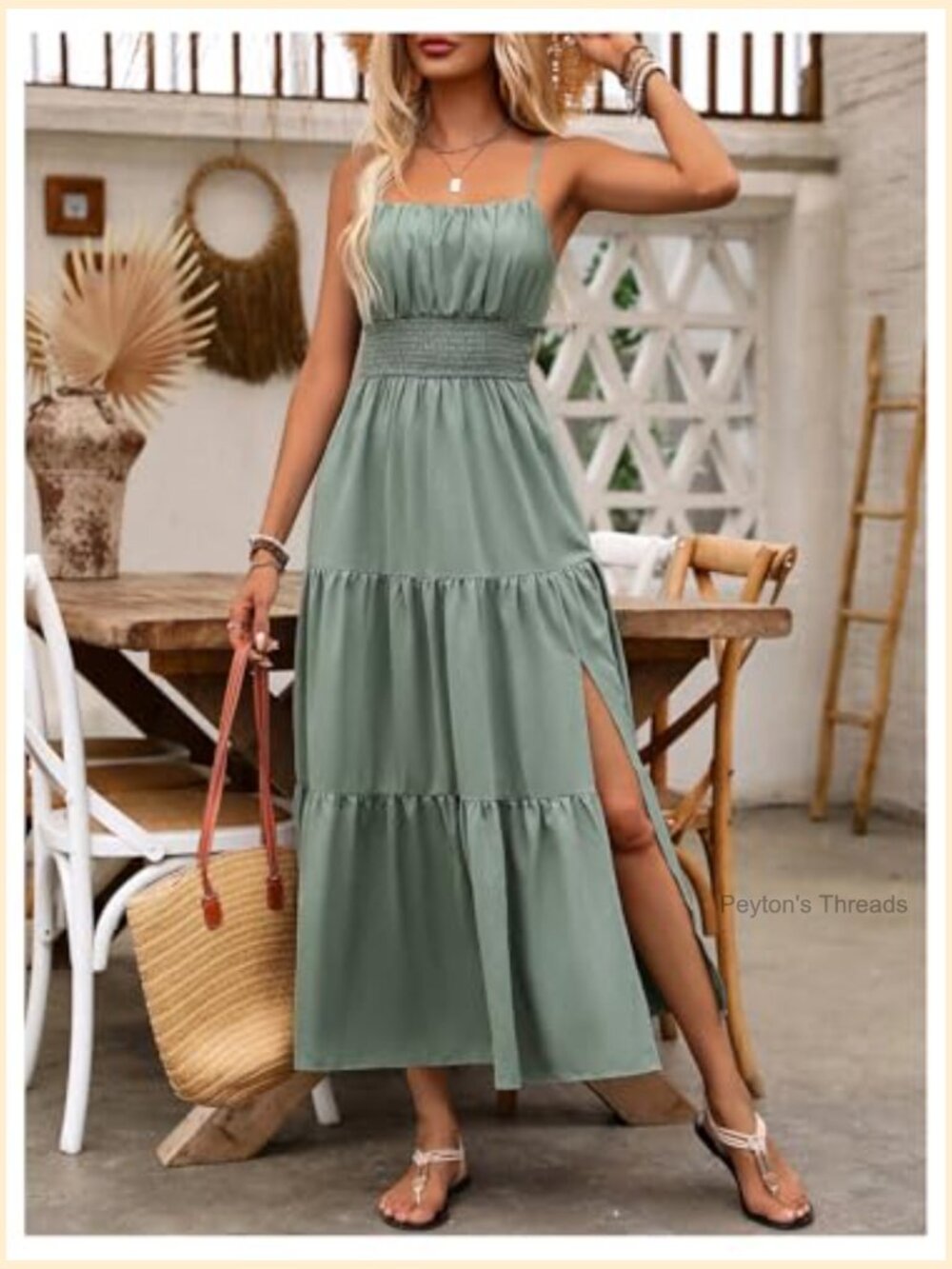 Sleeveless Layered Maxi Dress with Split Hem - Boho Summer Wedding Guest - Picture 3 of 6